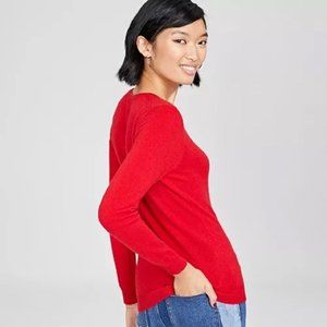 Charter Club Red Cashmere Luxury Knit Crew Neck Sweater P6428